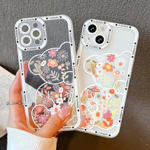 Adorable Opaque Floral Teddy Bear Phone Case For Xiaomi Redmi Note 10 Pro 12 11  - $10.37+