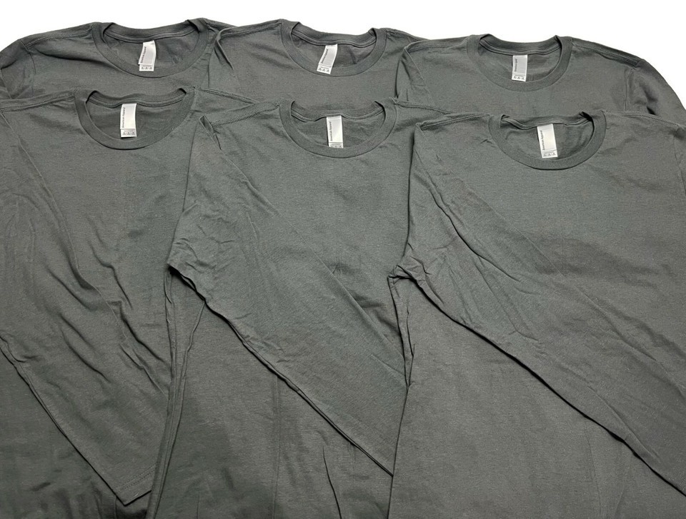 6 Pack - American Apparel Women's Long-Sleeve Jersey Tees, Grey, Med - New - $14.99