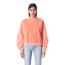 GAS Jeans Orange Crew Neck Ruched Sleeve Sweatshirt Size Small New - £20.59 GBP