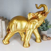 Auspicious Large Thai Buddha Feng Shui Golden Elephant With Trunk Up Statue - £43.85 GBP