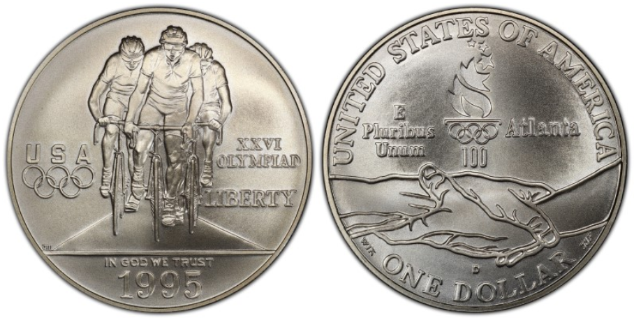 NGC MS70 1995 D Olympic Cycling Silver $1.00 - $125.00