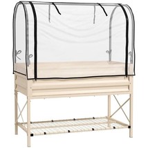Cream Elevated Metal Raised Garden Bed w/ Greenhouse Cover - $3,877.91 MXN