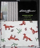 Eddie Bauer Fox Pinecones Tree Branches Cotton / Poly Shower Curtain NWT... - $50.56 CAD