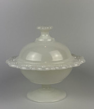 Vintage Milk Glass Pedestal Candy Dish with Lid Beautiful White Milk-gla... - £18.28 GBP