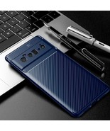 Google Pixel 6 Pro Shockproof Case Matte Carbon Fiber Style TPU - Blue - £9.78 GBP