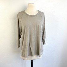 James Perse Womans T Shirt Top Size 2 Gray 3/4 Sleeves Basic Grunge Casu... - $17.82