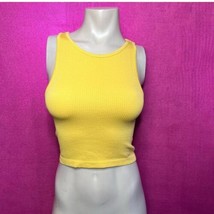Yellow Thick Nylon/Spandex Stretchy Crop Top~Size M - £14.23 GBP