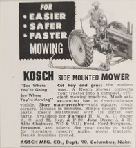 1954 Print Ad Kosch Side Mounted Mowers for Tractors Columbus,Nebraska - $8.35