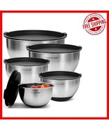 5-Piece Mixing Bowls Set with Airtight Lids – Stainless Steel &amp; Durable - $88.14 CAD