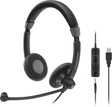 Sennheiser - SC 75 USB MS - Impact Double-Sided Headset with Microphone - Black - £78.96 GBP