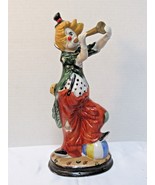 Vintage 11&quot; Clown Blowing a Horn with a Foot on Beach Ball Statue Figurine  - £31.20 GBP