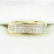 1.25 Ct Round Cut Created Moissanite Men&#39;s Wedding Band Pinky Ring Yellow Plated - £107.12 GBP