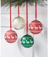 Holiday Lane Christmas Cheer Set of 4 Shatterproof Decorated Red,Green,G... - £11.54 GBP