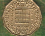 1967 British UK Great Britain England Three Pence coin Peace Age 57 KM#9... - $2.89