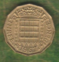 1967 British UK Great Britain England Three Pence coin Peace Age 57 KM#9... - $2.89