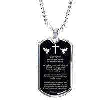 Express Your Love Gifts Lord&#39;s Prayer French Notre Père Dog Tag Engraved 18k Gol - £54.45 GBP