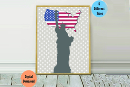 USA Patriotic Flag &amp; Map - Statue of Liberty - 4th of july- Star &amp; stripes - £0.19 GBP