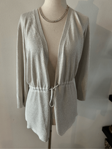 White House black market cardigan long sleeve sparkly silver white size ... - $49.50