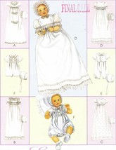 Infants Christening Gown Romper Snap Crotch In 2 Lengths Bonnet Sew Pattern NB-L - £12.05 GBP