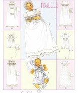 Infants Christening Gown Romper Snap Crotch In 2 Lengths Bonnet Sew Patt... - £10.96 GBP