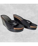 Donald J Pliner Black Slip On Wedge Sandal-Fabric &amp; Patent Leather-Women... - $66.83 CAD