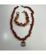 CARNELIAN PEBBLE 16” NECKLACE &amp; MATCHING 7” BRACELET 925 STERLING SILVER... - $691.23 MXN
