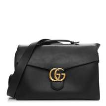 Gucci Calfskin Gg Marmont Top Handle Briefcase Black - £2,292.18 GBP