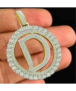 Pendentif Charm En Diamants Lettre Initiale &quot;D&quot; 14K Plaqué Or Jaune 2Ct - $169.37 CAD
