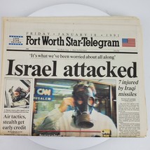 Vintage 1991 Fort Worth Star Telegram Israel Attacked January 18 Jerusalem - $26.18