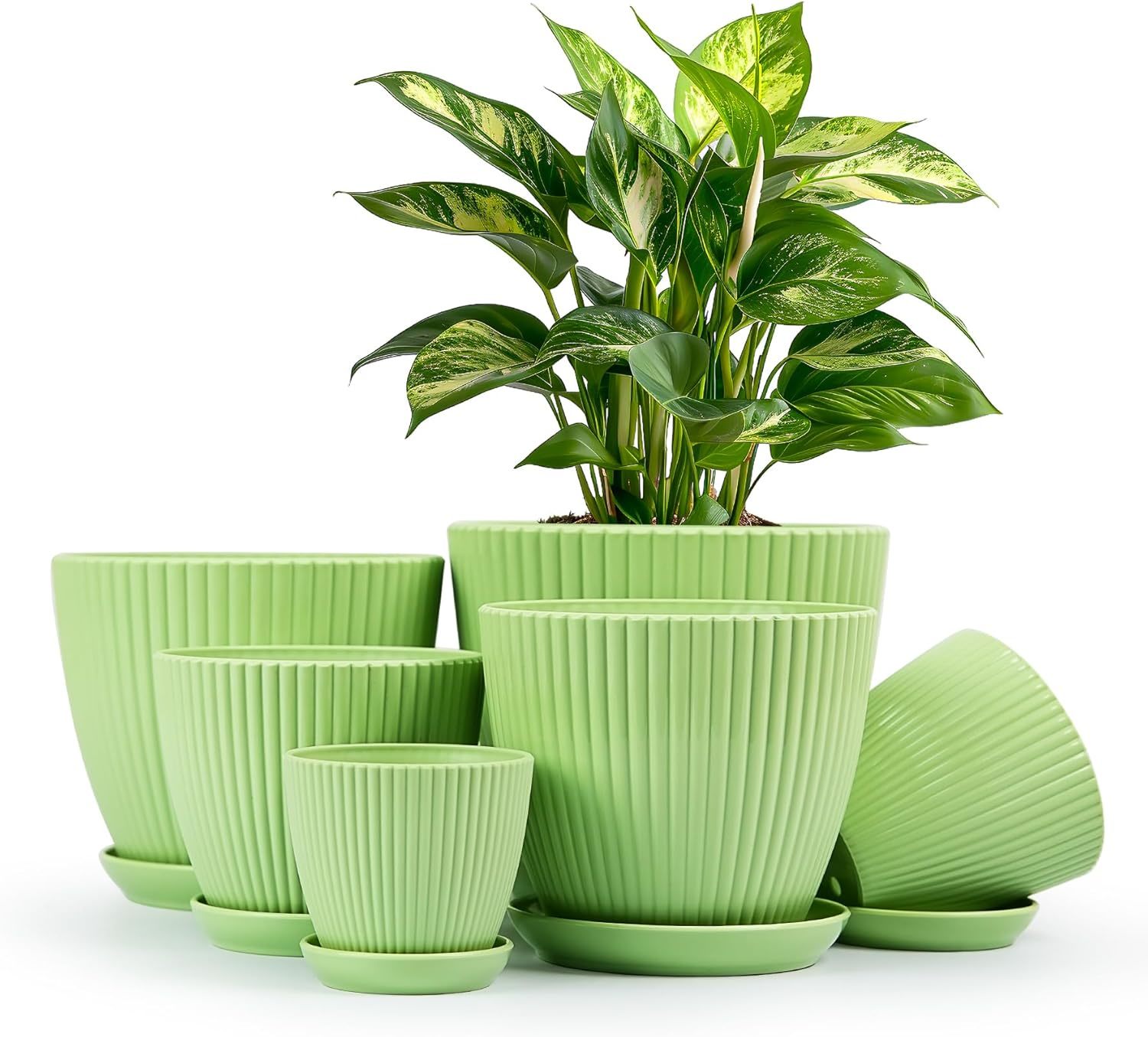 Flower Pot, 7.5/6.6/5.8/5.0/4.3/3.5 Inches, 6Pcs Plastic Flower Pot, - $29.99