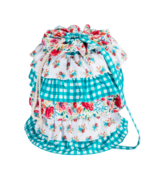 Pioneer Woman Ruffled Laundry Bag Petal Party Rope Drawstring Teal Floral - £22.26 GBP