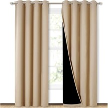 Nicetown Thermal Insulated 100% Blackout Curtains (Biscotti Beige, 1 Pair, 52&quot; X - £49.55 GBP