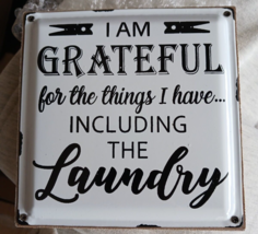 White Enamel Laundry Room Sign, Rustic Farmhouse Style new - £10.93 GBP
