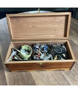 Wooden Box Filled With Mystery Jewelry 12”x5”4” - $35.00