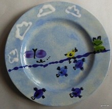 Hand Glazed Plate with Turtles and Frog  9&quot; - £10.12 GBP