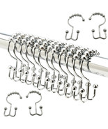 Double Sided Side Roller Glide Shower Curtain Ring Hooks 12 pack Chrome ... - £7.76 GBP