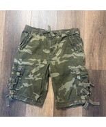 Helix Mens Y2K 90s Camo Long Cargo Shorts Size 36 13” Inseam Military Sk... - $23.36