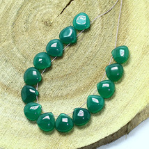 Green Onyx Smooth Heart Beads Briolette Natural Loose Gemstone Making Jewelry - £8.32 GBP