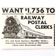 1947 Railway Postal Clerk Advertisement Vintage Trains Railroad Job E8K - $14.01 CAD