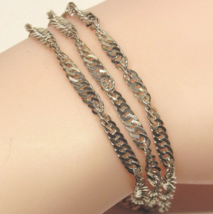 Italian Solid Sterling Silver 3 Strand Twisted Herringbone Chain Bracelet 11.2G - £25.68 GBP