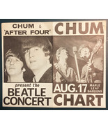 Beatles Chum Chart Handbill Promoting Beatles Concert in Toronto 1965 - $851.78 MXN