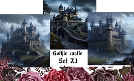 Printable wall art set 21. Gothic castle. Medieval castle. Digital graph... - £1.73 GBP