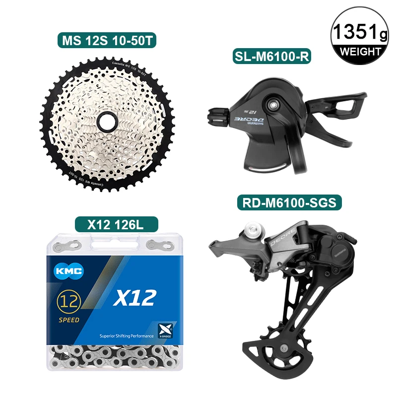 O deore m6100 1x12 speed groupset m6100 chain mtb shifter derailleur 12v k7 46t 50t 52t thumb200