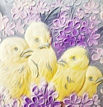 Easter Greetings 1921 Postcard Embossed Chicks With Violets Purple PCBG6D - £23.56 GBP
