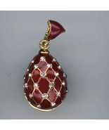 Rouge Argent Oeuf Pendentif Que Cristal Cross-Netting À L&#39;Extérieur - $41.61 CAD
