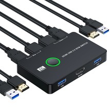 Hdmi Usb 3.0 Switch 2 Port Box, Kvm Switch For 2 Computers Share One Mon... - $55.99