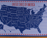 23.5&quot; X 44&quot; Panel United States of America USA Map Cotton Fabric Panel D... - £6.16 GBP