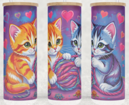 Frosted Glass Lisa 90s Frank Inspired Playful Kittens with Yarn Cup Mug ... - £15.86 GBP