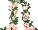 Floral Garland Pink Rose Vines Artificial Flowers, 3Pcs 19.5Ft Silk Fake... - £21.54 GBP