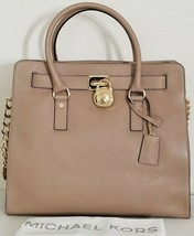 Michael Kors Hamilton Large Tan Dark Khaki Leather Gold Lock Ns Tote Bagnwt! - £178.25 GBP